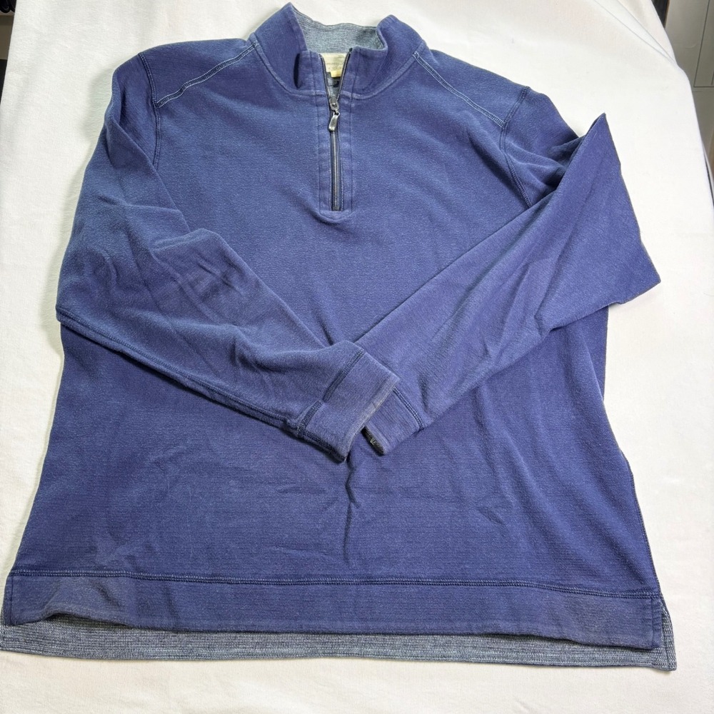 Tommy Bahama, Reversible Quarter Zip Pullover, Blue/Grey, XL, MSRP $128